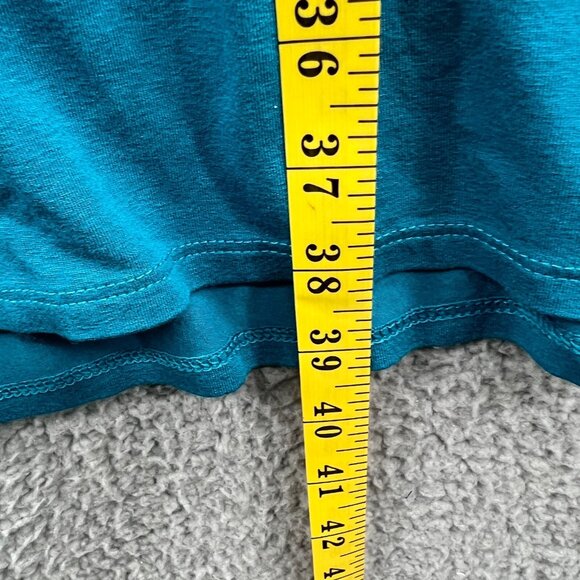 J Jill WearEver Women Wrap Dress Medium Blue Collared Long Sleeve Ruched Stretch - Picture 13 of 13